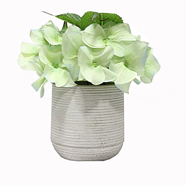 Trama 7 in. Faux Hydrangea Tabletop Floral Arrangement in Pot